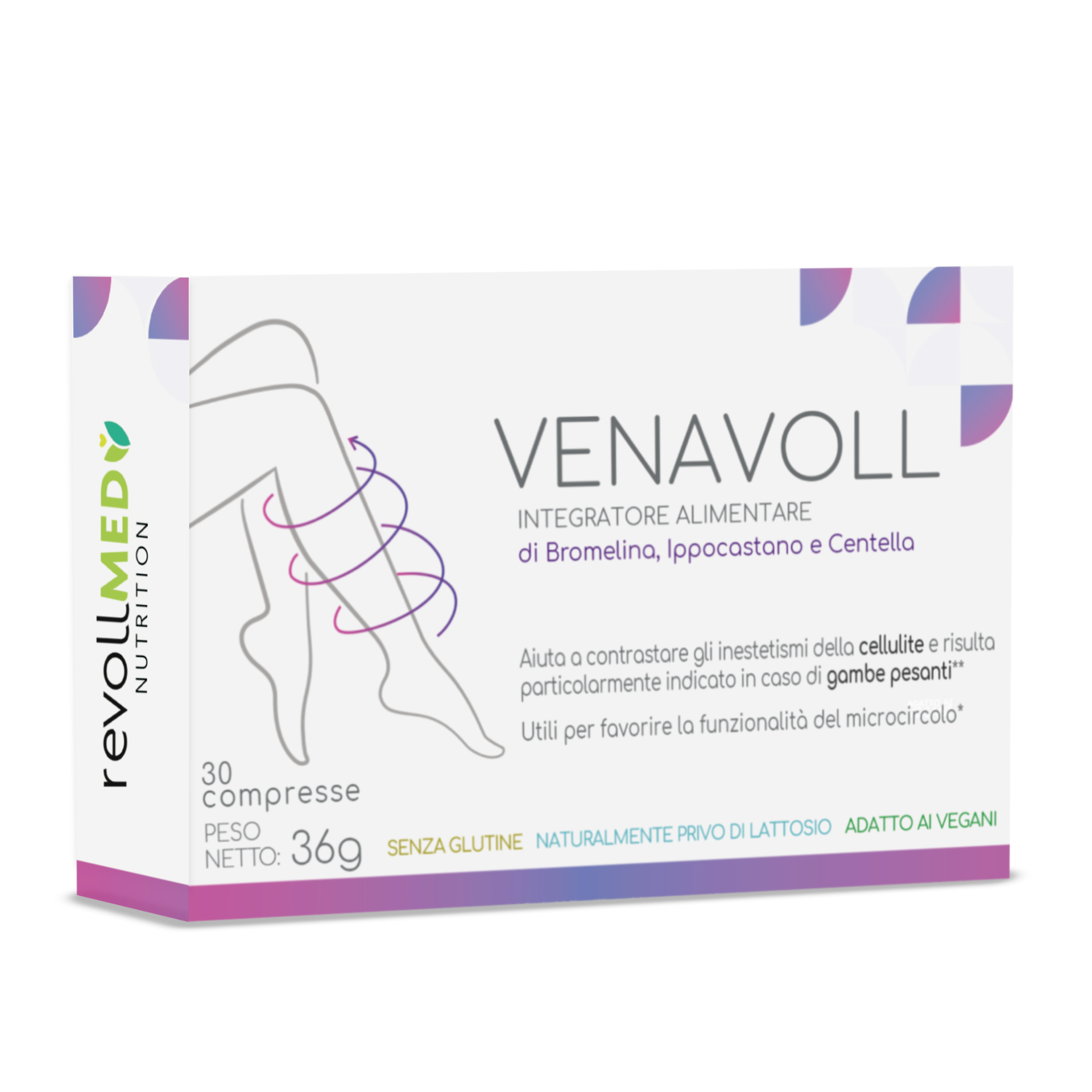Integratore Venavoll compresse con bromelina per circolazione, infiammazione, ritenzione idrica e gambe pesanti